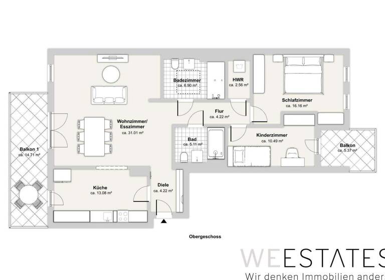 Wohnung zur Miete - Erstbezug 1.890 € 3 Zimmer 107,8 m² 2. Geschoss Eller Düsseldorf 40229