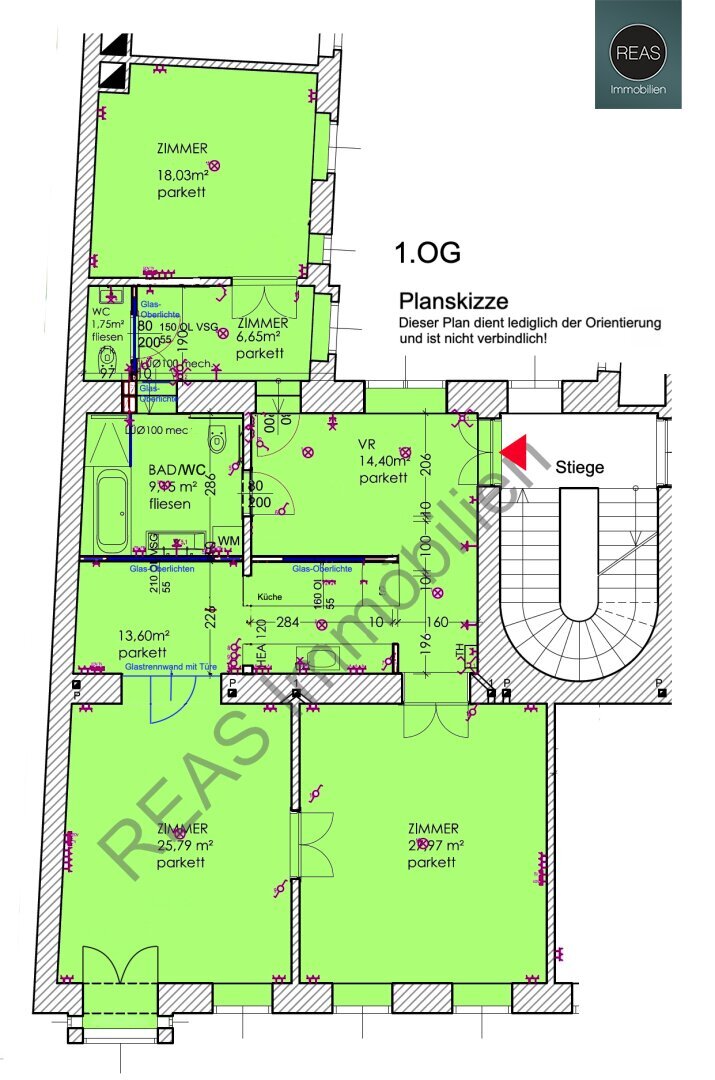 Büro-/Praxisfläche zur Miete 14 € 3,5 Zimmer 121,3 m²<br/>Bürofläche Wien 1090