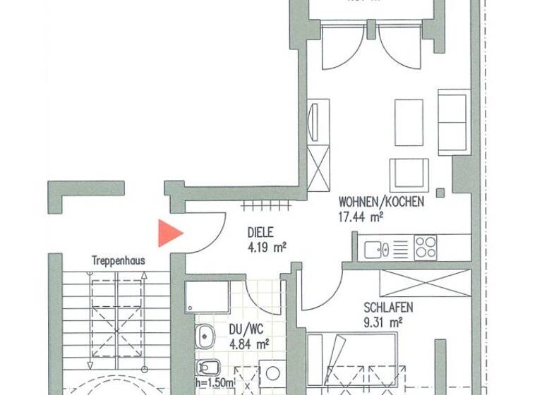 Wohnung zur Miete 524 € 2 Zimmer 37,7 m²<br/>Wohnfläche Dachgeschoss, 4.<br/>Geschoss Delitzscher Straße 144 Eutritzsch Leipzig 04129