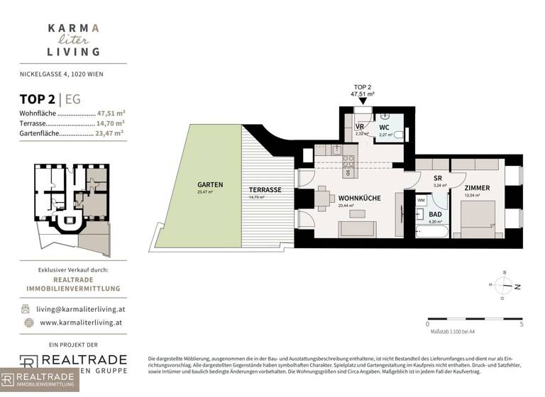 Wohnung zum Kauf - Erstbezug 355.000 € 2 Zimmer 47,5 m² EG Nickelgasse 4 Wien 1020