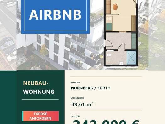 Hotel zum Kauf - Neubau provisionsfrei 242.000 € 1,5 Zimmer Flößaustraße 100 Südstadt Fürth 90763