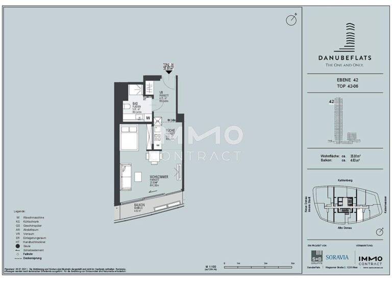 Studio zum Kauf - Erstbezug 512.500 € 1 Zimmer 35,8 m² Wagramer Straße 2 Wien 1220