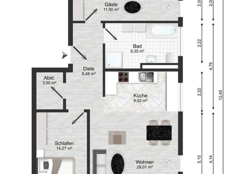 Wohnung zum Kauf 439.000 € 3 Zimmer 85 m² 1. Geschoss frei ab 01.06.2026 Brückstr. 25 Brückfeld Magdeburg 39114