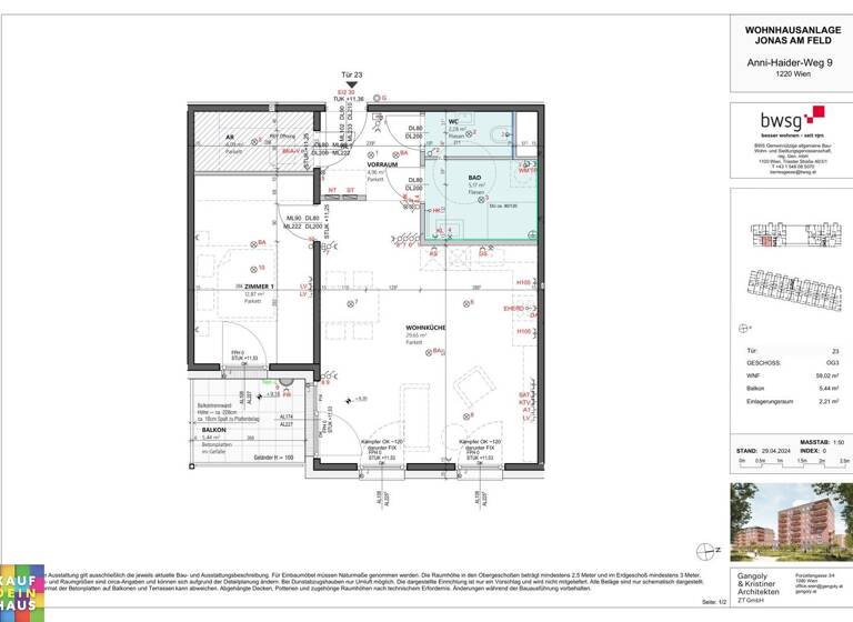 Wohnung zum Kauf - Erstbezug provisionsfrei 313.021 € 2 Zimmer 59 m² frei ab sofort Anni-Haider-Weg 9 Wien 1220