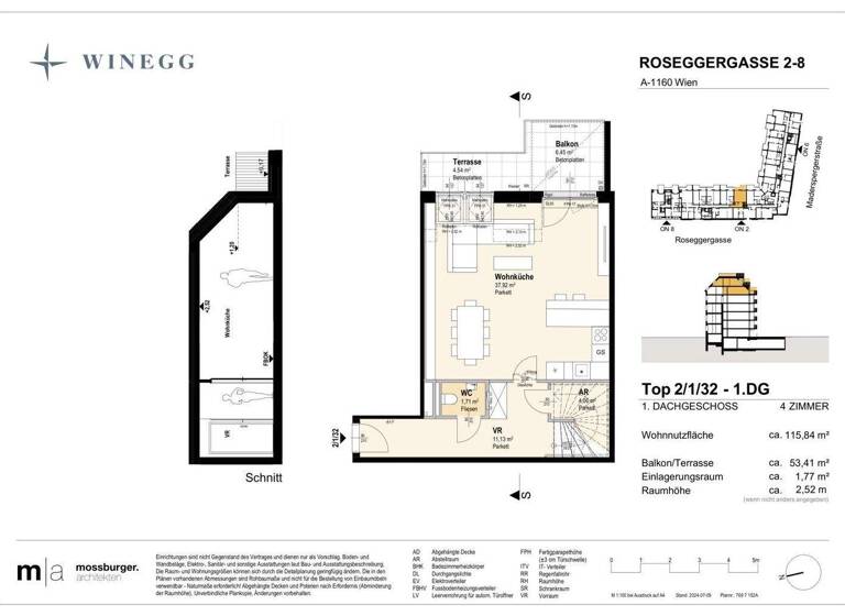 Wohnung zum Kauf - Erstbezug 919.700 € 4 Zimmer 116,6 m² 6. Geschoss Roseggergasse 2-8 Wien 1160