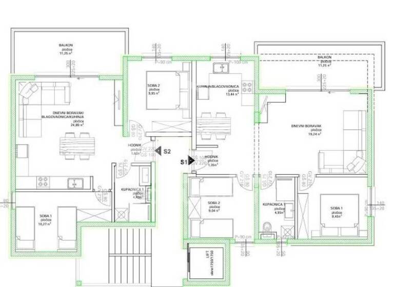 Wohnung zum Kauf 295.000 € 4 Zimmer 62 m² Okrug
