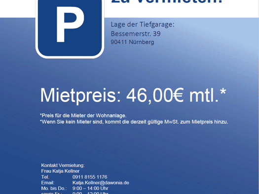 Garage zur Miete 46 € Bessemerstraße 39 Herrnhütte Nordöstliche Außenstadt 90411