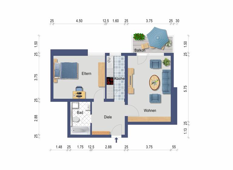 Wohnung zum Kauf 180.000 € 2 Zimmer 59 m² Hochdorf Eberdingen 71735