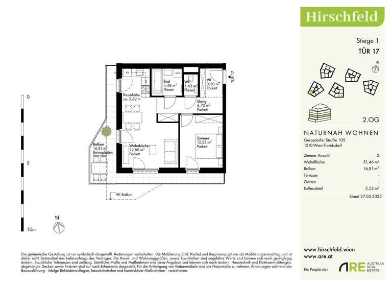 Wohnung zum Kauf - Erstbezug provisionsfrei 315.000 € 2 Zimmer 51,5 m² 2. Geschoss Wien 1210
