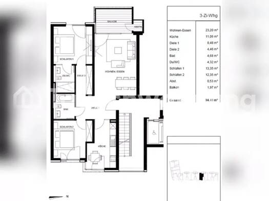 Wohnung zur Miete Tauschwohnung 1.600 € 3 Zimmer 85 m² 4. Geschoss Mörsenbroich Stadtbezirk 6 40470