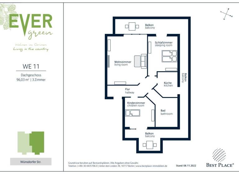 Wohnung zum Kauf provisionsfrei 357.000 € 3 Zimmer 96 m² 3. Geschoss Wünsdorfer Straße 104 Lichtenrade Berlin 12307