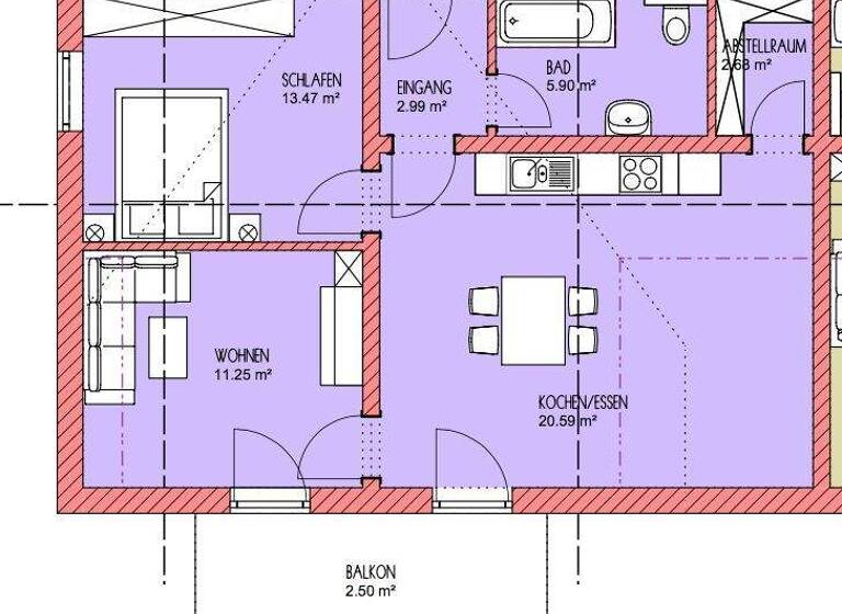 Wohnung zur Miete 715 € 3 Zimmer 59,4 m² frei ab 01.06.2026 Haidenhof-Süd Passau 94032