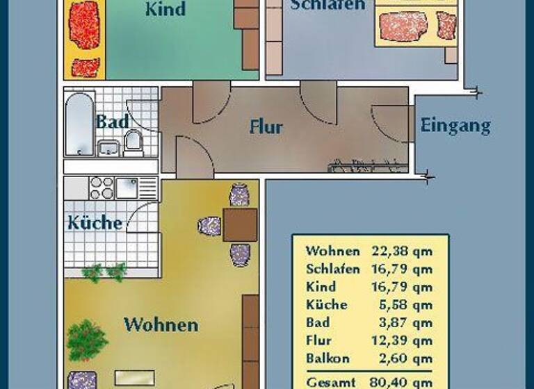 Wohnung zur Miete 688 € 3 Zimmer 79,3 m² 4. Geschoss frei ab 27.05.2026 Gerokstr. 32 Johannstadt-Süd Dresden 01307
