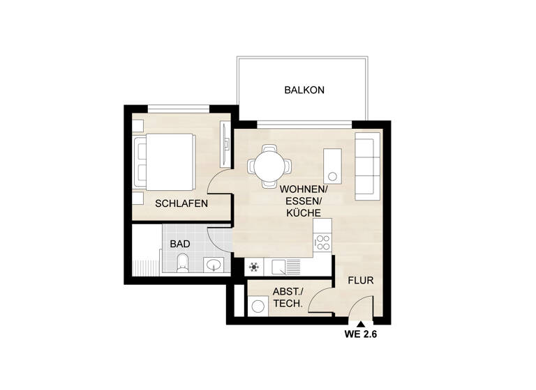 Wohnung zum Kauf provisionsfrei 177.122 € 2 Zimmer 42,7 m²<br/>Wohnfläche 1.<br/>Geschoss Kürzell Meißenheim 77974