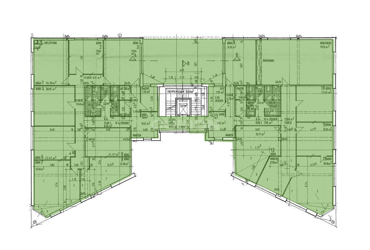 Büro-/Praxisfläche zur Miete provisionsfrei 8,85 € 571 m²<br/>Bürofläche ab 284 m²<br/>Teilbarkeit Gewerbeallee 1-5, 9-24 Speldorf - Nordost Mülheim an der Ruhr 45478