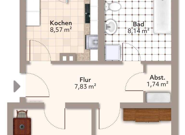 Wohnung zur Miete 477 € 2 Zimmer 57,9 m² frei ab sofort Mellinstraße 1 Stadtfeld West Magdeburg 39110