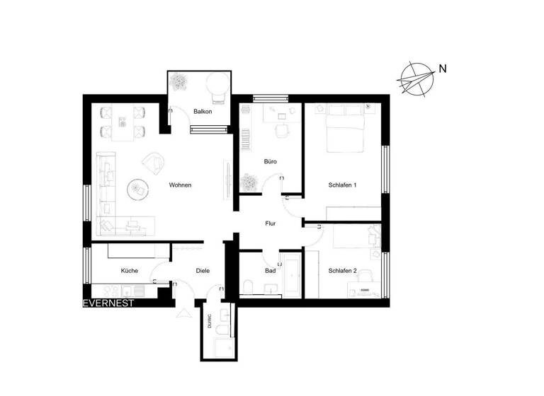 Wohnung zum Kauf 410.000 € 4 Zimmer 96,1 m² 2. Geschoss Hofheim Hofheim am Taunus 65719