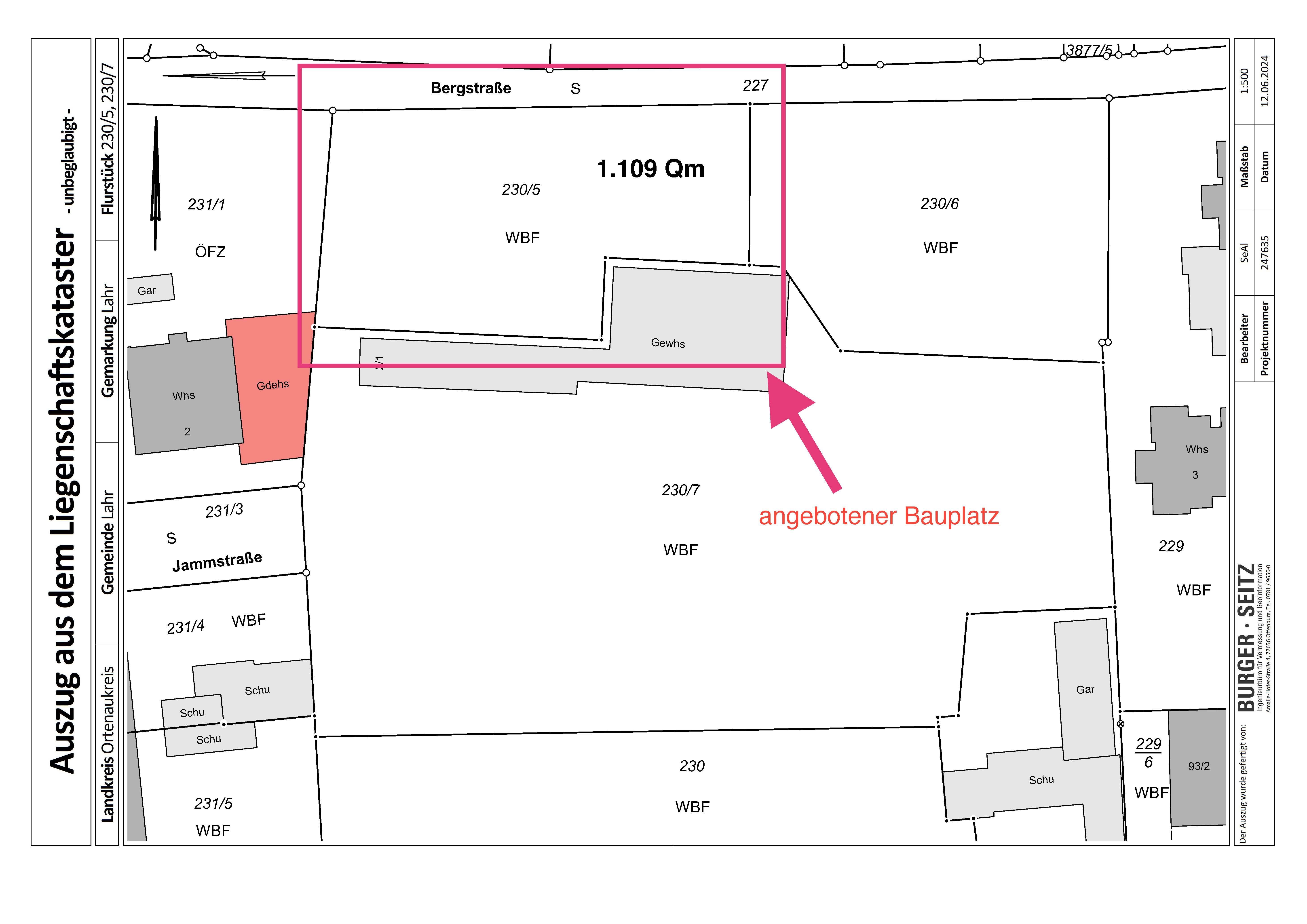 Grundstück zum Kauf 425.000 € 1.109 m²<br/>Grundstück vorhanden<br/>Baugenehmigung Bergstraße 47 Reichenbach Lahr/Schwarzwald 77933