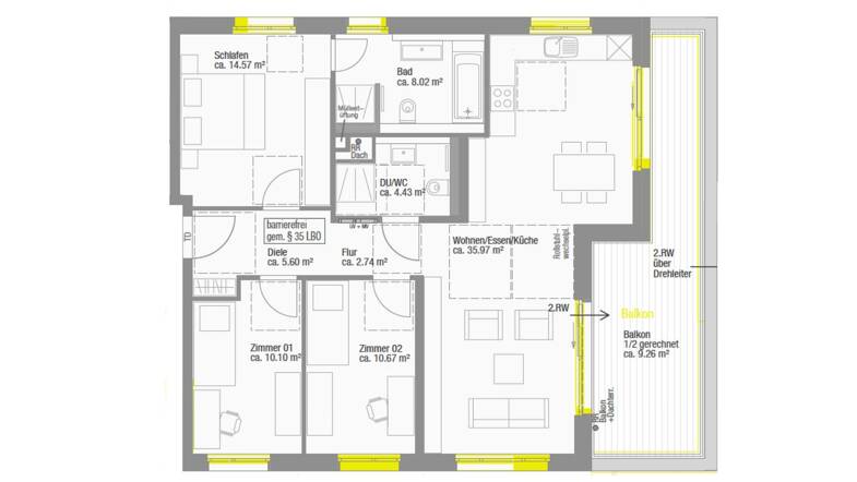 Wohnung zum Kauf - Neubau provisionsfrei 598.000 € 4 Zimmer 101 m² Plattenhardt Filderstadt 70794