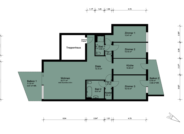 Wohnung zur Miete 1.490 € 4 Zimmer 124 m² Lehe Bremen 28359