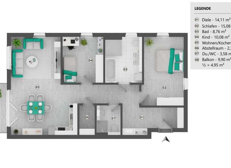 Wohnung zum Kauf provisionsfrei 344.166 € 3 Zimmer 90,6 m²<br/>Wohnfläche EG<br/>Geschoss Tanzfleck Tanzfleck / Freiung 92271
