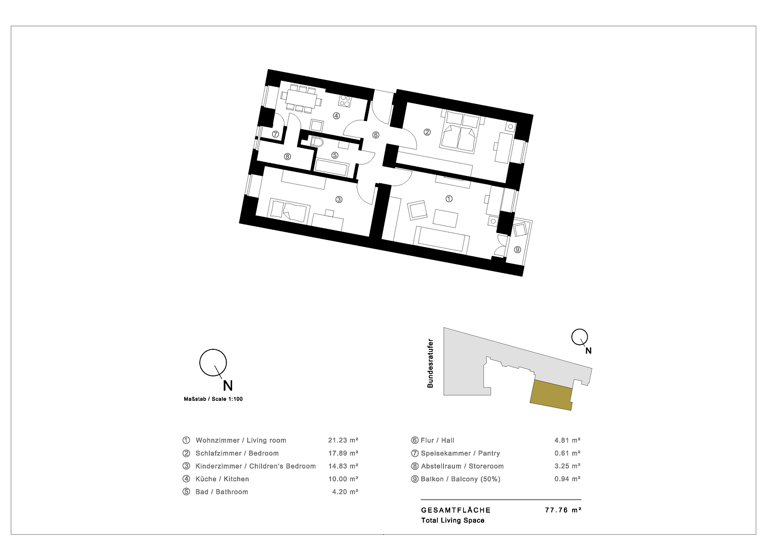 Wohnung zum Kauf provisionsfrei 299.900 € 3 Zimmer 77,8 m² 1. Geschoss Moabit Berlin 10555
