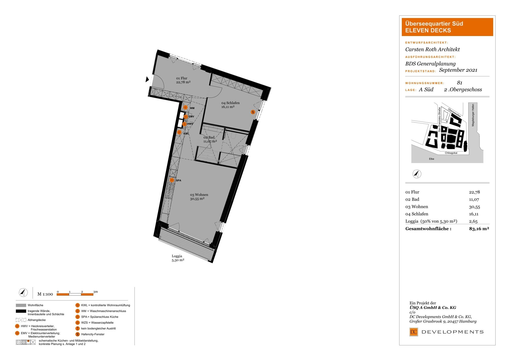 Studio zur Miete 2.410 € 2 Zimmer 83,1 m²<br/>Wohnfläche HafenCity HafenCity, Hamburg 20457