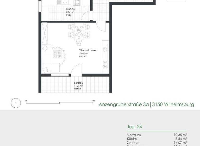 Wohnung zur Miete 341 € 2,5 Zimmer 66,3 m² Anzengruberstraße 3a Wilhelmsburg 3150