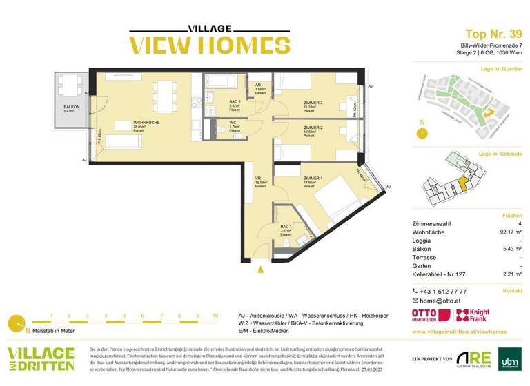 Wohnung zum Kauf - Erstbezug 760.000 € 4 Zimmer 92,2 m² 6. Geschoss Wien 1030