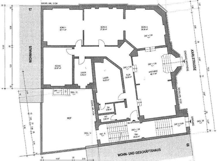 Laden zur Miete 2.200 € 2 Zimmer 110 m² Verkaufsfläche Südweststadt Karlsruhe 76137