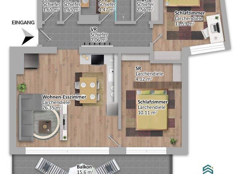 Wohnung zum Kauf 647.400 € 3 Zimmer 69,6 m² 1. Geschoss Lind Villach 9500