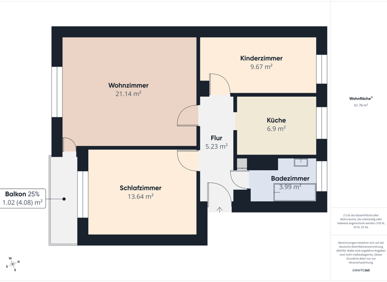 Wohnung zum Kauf 186.000 € 3 Zimmer 61,8 m² 1. Geschoss frei ab 01.03.2026 Neuburg Neuburg an der Donau 86633