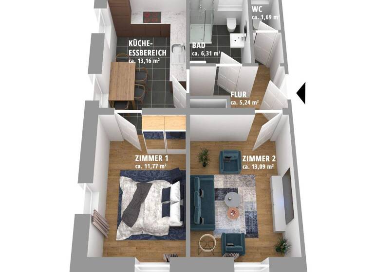 Wohnung zum Kauf provisionsfrei 114.000 € 2 Zimmer 50 m² 3. Geschoss Lauchheim 73466