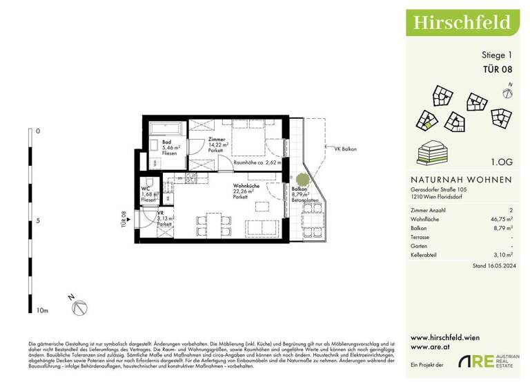 Wohnung zum Kauf - Erstbezug provisionsfrei 280.000 € 2 Zimmer 46,8 m² 1. Geschoss Wien 1210