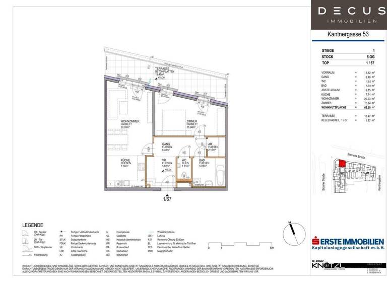 Wohnung zur Miete 828 € 2 Zimmer 63,5 m² 4. Geschoss Wien 1210
