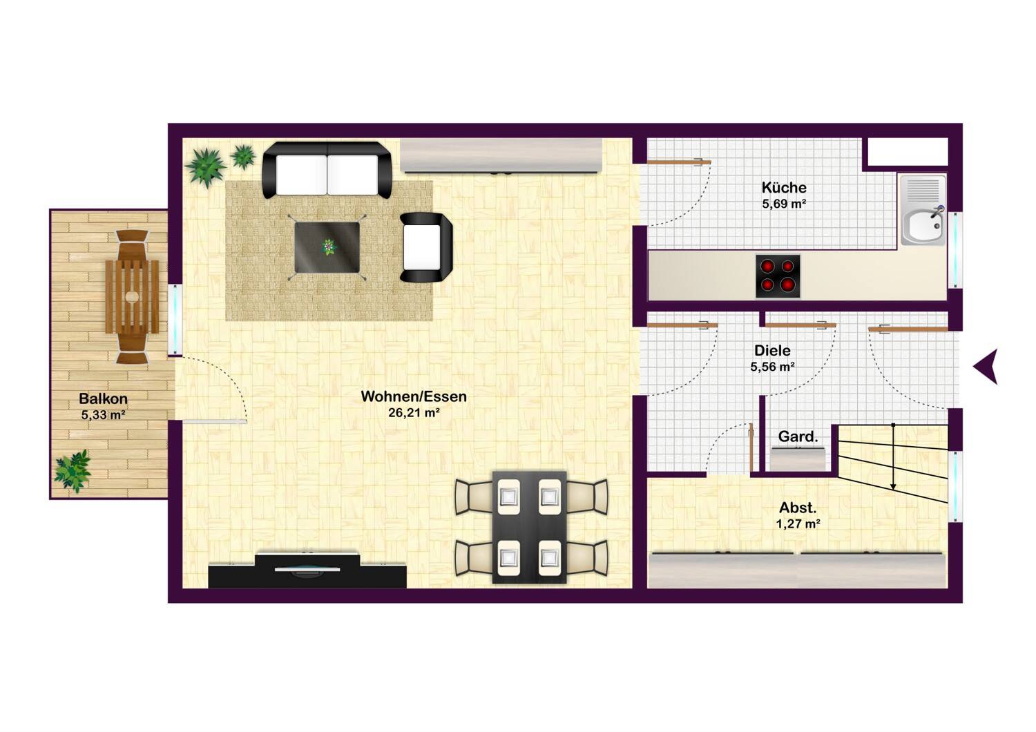 Maisonette zum Kauf 370.000 € 2 Zimmer 64 m²<br/>Wohnfläche Neufahrn Neufahrn bei Freising 85375