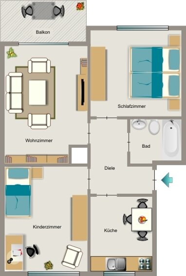 Wohnung zur Miete 589 € 3,5 Zimmer 65,4 m² EG frei ab 01.02.2025 Martin-Luther-Straße 5 Holsterhausen Essen 45145