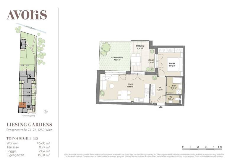 Wohnung zum Kauf - Erstbezug provisionsfrei 299.000 € 2 Zimmer 46,6 m² EG Wien 1230