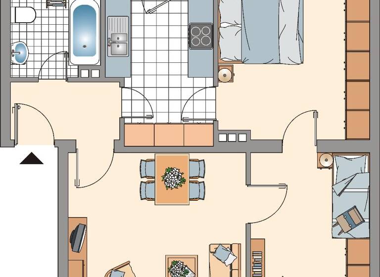 Wohnung zur Miete 519 € 3 Zimmer 56 m² 2. Geschoss Kahlacker 3 Bergheim Duisburg 47228