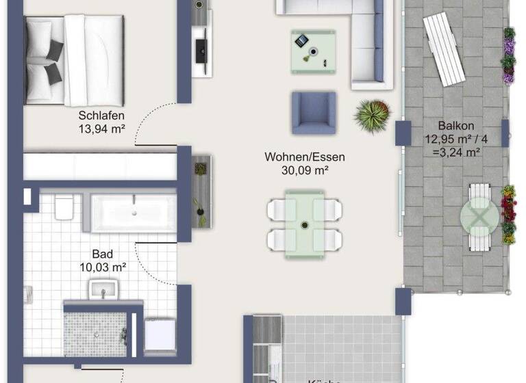 Wohnung zum Kauf - Erstbezug 396.900 € 2,5 Zimmer 76,2 m² Am Simontalgraben 21/2 Langenau 89129
