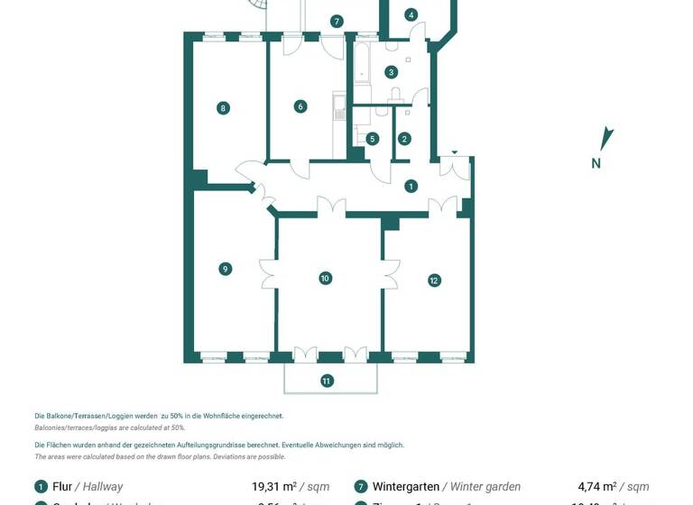 Wohnung zum Kauf provisionsfrei 829.000 € 4 Zimmer 157 m² 3. Geschoss Christianstraße 25 Zentrum-Nordwest Leipzig 04105
