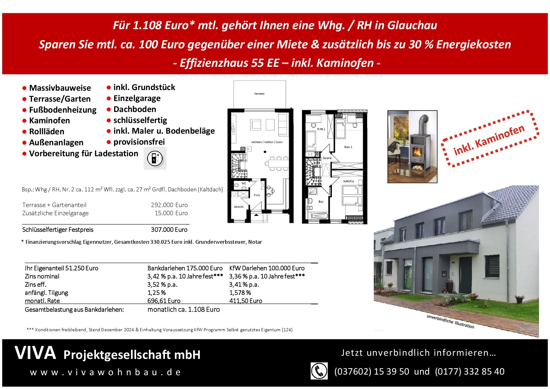 Reihenmittelhaus zum Kauf provisionsfrei 292.000 € 4,5 Zimmer 112 m²<br/>Wohnfläche Sachsenallee 50-80 Glauchau Glauchau 08371