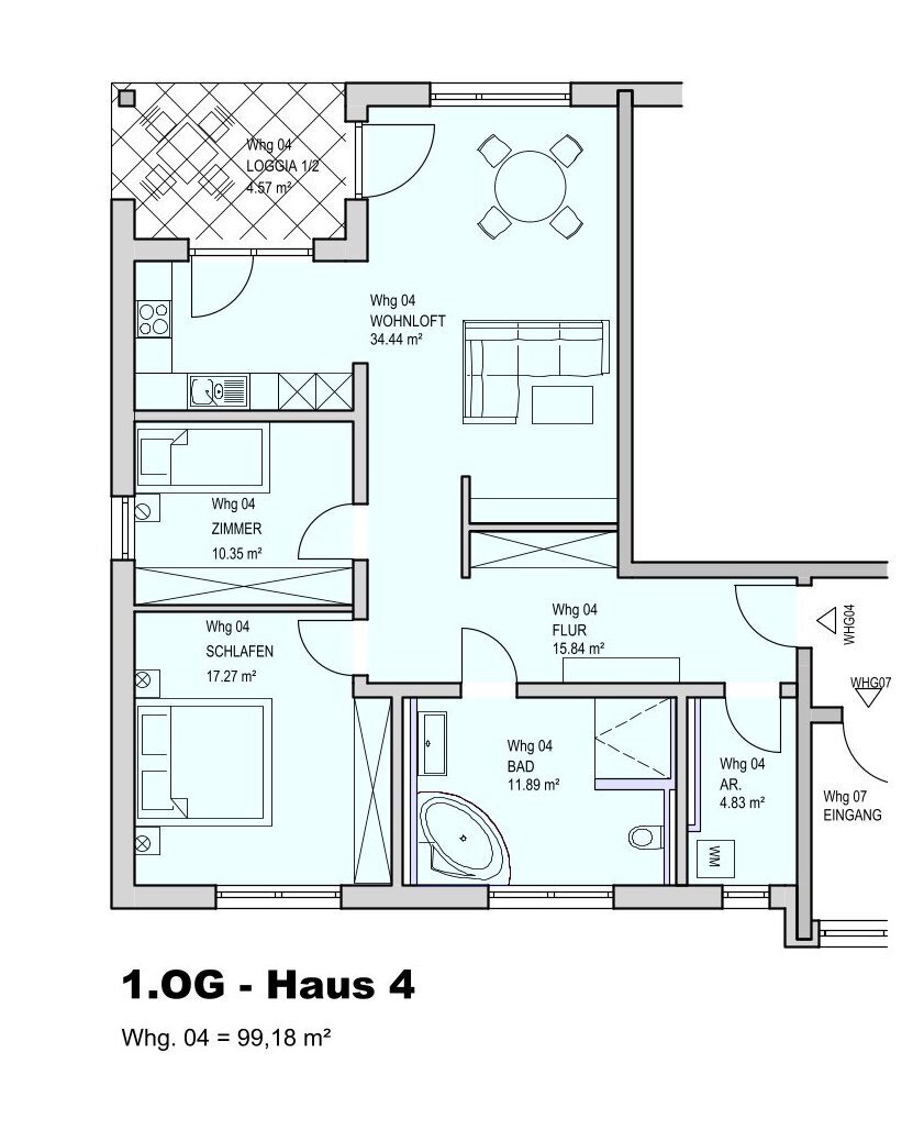 Wohnung zur Miete 1.275 € 3 Zimmer 99,9 m²<br/>Wohnfläche 1.<br/>Geschoss ab sofort<br/>Verfügbarkeit Tüßling Tüßling 84577