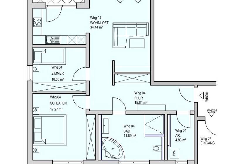 Wohnung zur Miete - Erstbezug 1.275 € 3 Zimmer 99,9 m² 1. Geschoss frei ab sofort Tüßling 84577