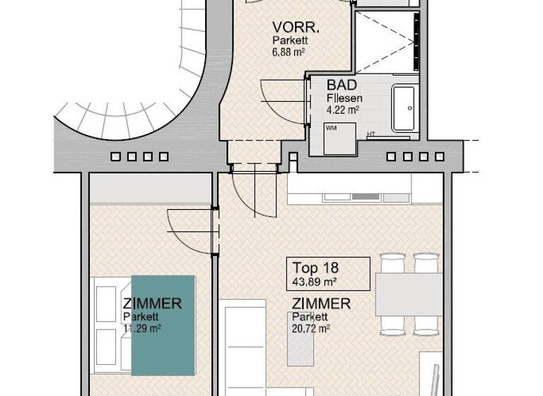 Wohnung zum Kauf - Erstbezug 229.000 € 2 Zimmer 43,9 m² 4. Geschoss Spaungasse Wien 1200