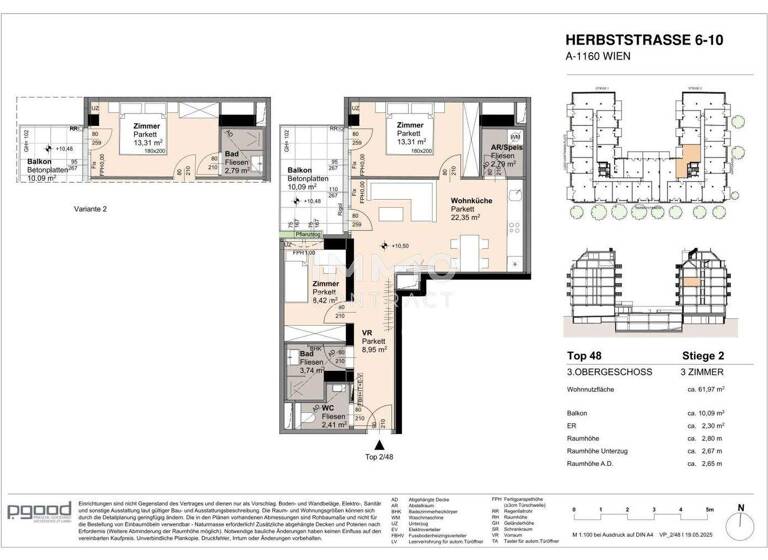 Wohnung zum Kauf 445.000 € 3 Zimmer 62 m² 3. Geschoss frei ab 01.09.2028 Wien 1160