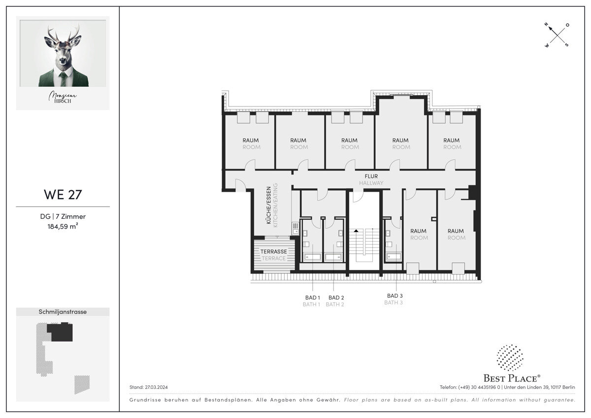 Wohnung zum Kauf 1.120.000 € 7 Zimmer 184,6 m²<br/>Wohnfläche 4.<br/>Geschoss ab sofort<br/>Verfügbarkeit Schmiljanstraße 7 Friedenau Berlin 12161