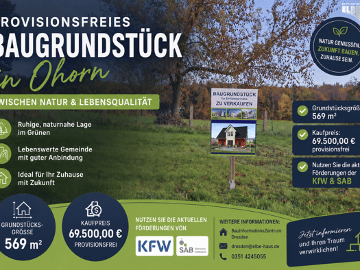 Grundstück zum Kauf provisionsfrei 69.500 € 569 m² Grundstück Ohorn 01896