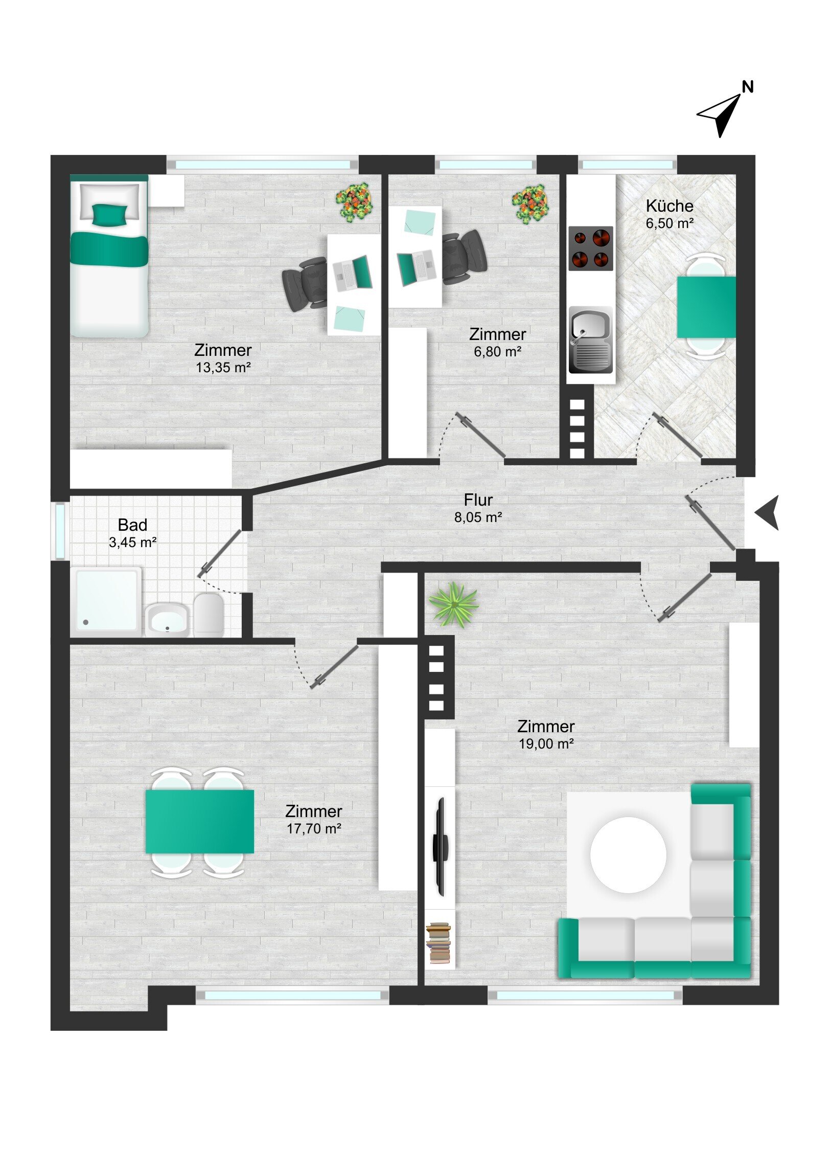 Wohnung zum Kauf 620.000 € 3,5 Zimmer 75 m²<br/>Wohnfläche Eimsbüttel Hamburg 20255