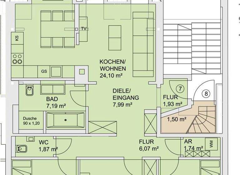 Wohnung zur Miete 955 € 4 Zimmer 95,3 m² 4. Geschoss frei ab sofort Friedrich-Engels-Straße 19 Pölbitz Zwickau 08058